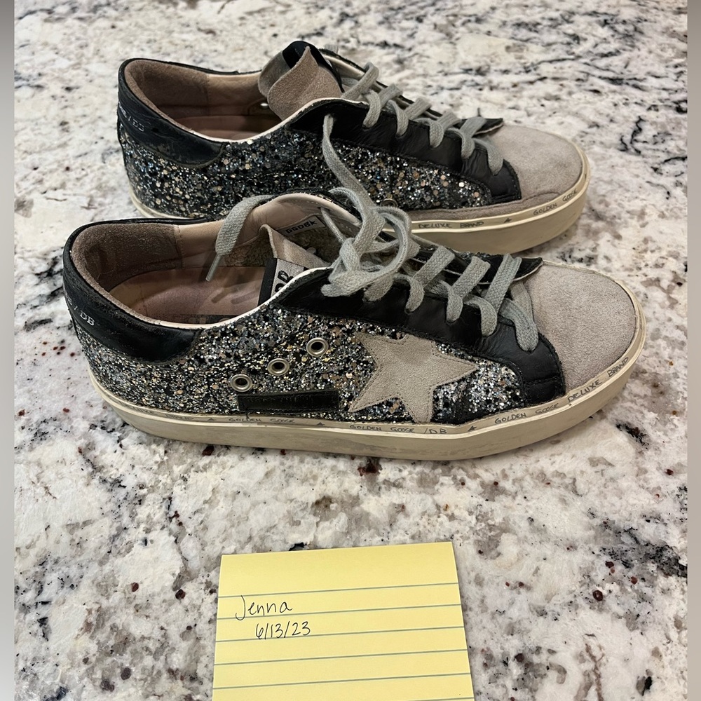 Golden Goose Hi Star Blue Black Glitter 39